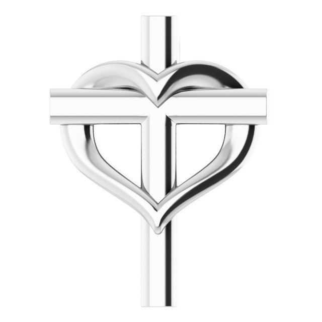 14K White Youth Cross with Heart Pendant Ref. 14511163