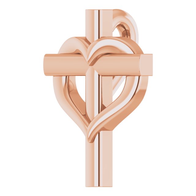 14K Rose Youth Cross with Heart Pendant  