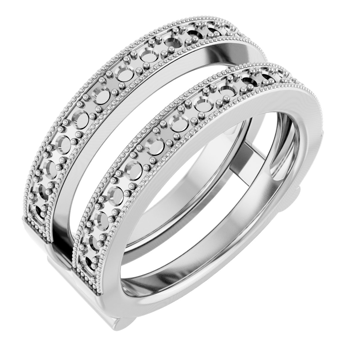 14K White Diamond Ring Guard Mounting