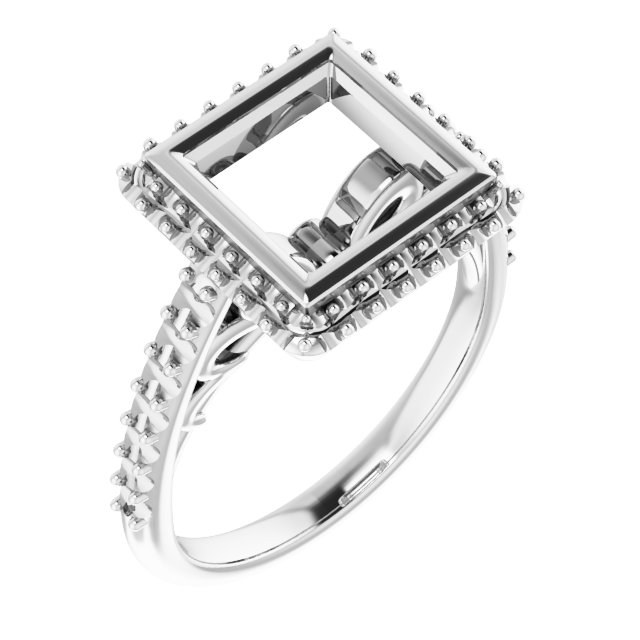 Bezel-Set Halo-Style Engagement Ring