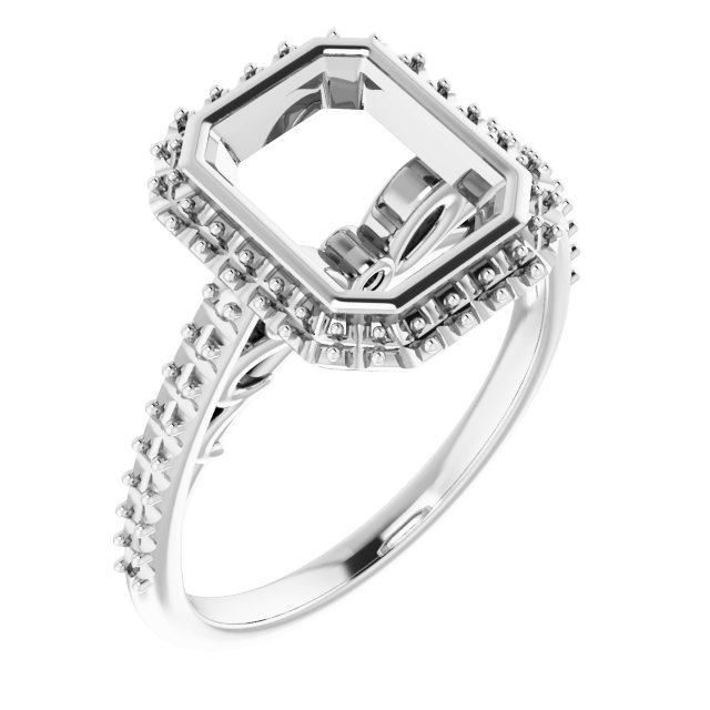 Bezel-Set Halo-Style Engagement Ring