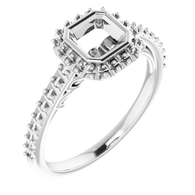 Bezel-Set Halo-Style Engagement Ring