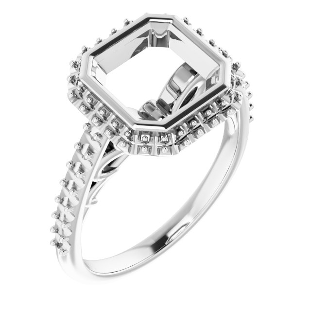Bezel-Set Halo-Style Engagement Ring