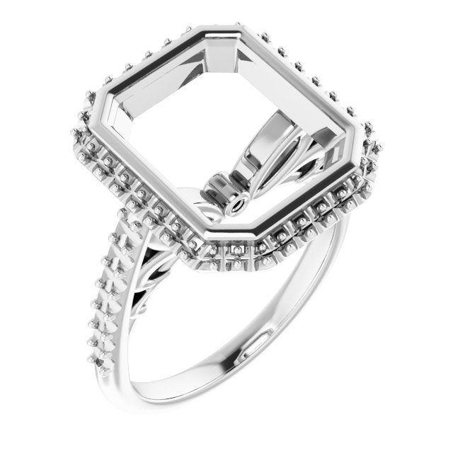 Bezel-Set Halo-Style Engagement Ring