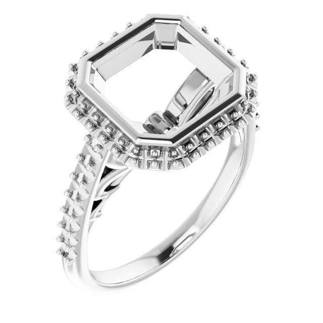 Bezel-Set Halo-Style Engagement Ring