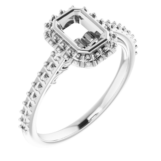 Bezel-Set Halo-Style Engagement Ring