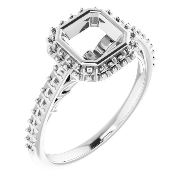 Bezel-Set Halo-Style Engagement Ring