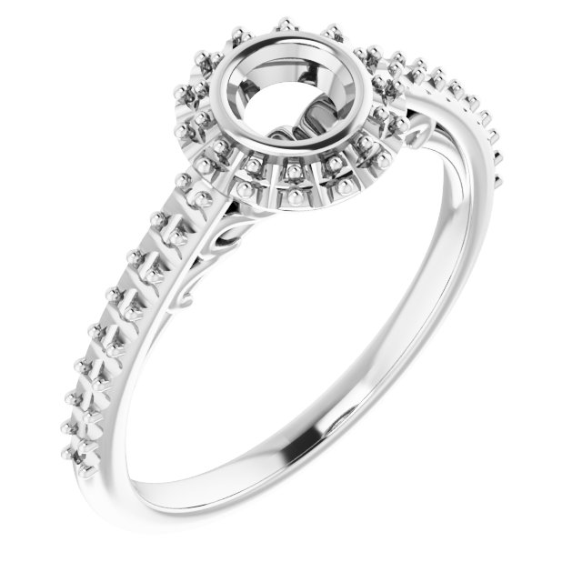 Bezel-Set Halo-Style Engagement Ring