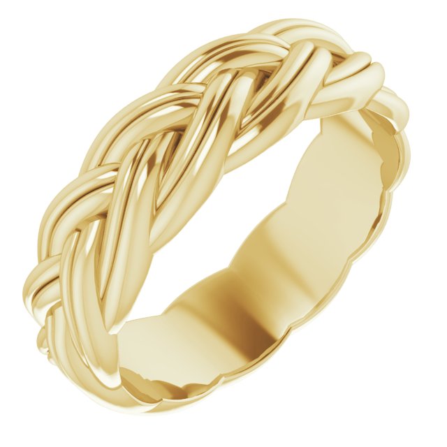 14K Yellow 6 mm Woven-Design Band Size 8.5