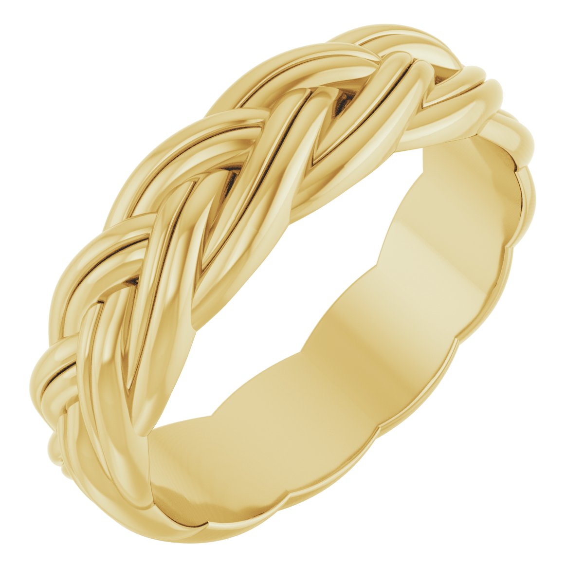 14K Yellow 6 mm Woven-Design Band Size 10