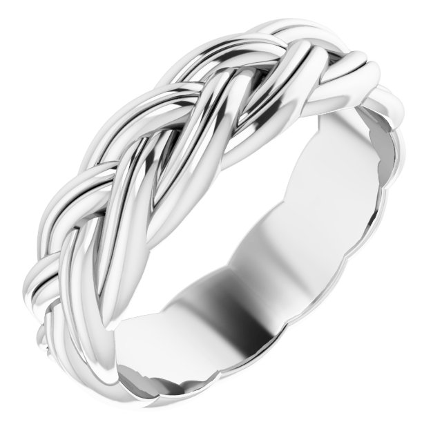 14K White 6 mm Woven-Design Band Size 9