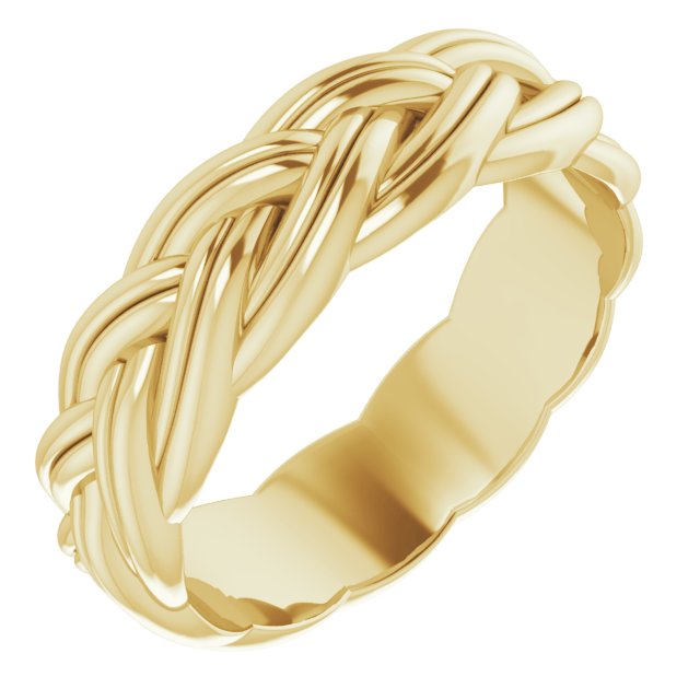14K Yellow 6 mm Woven-Design Band Size 9