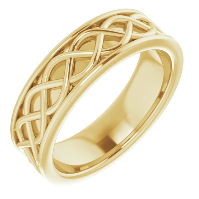 14K Yellow 6 mm Woven-Design Band Size 7.5