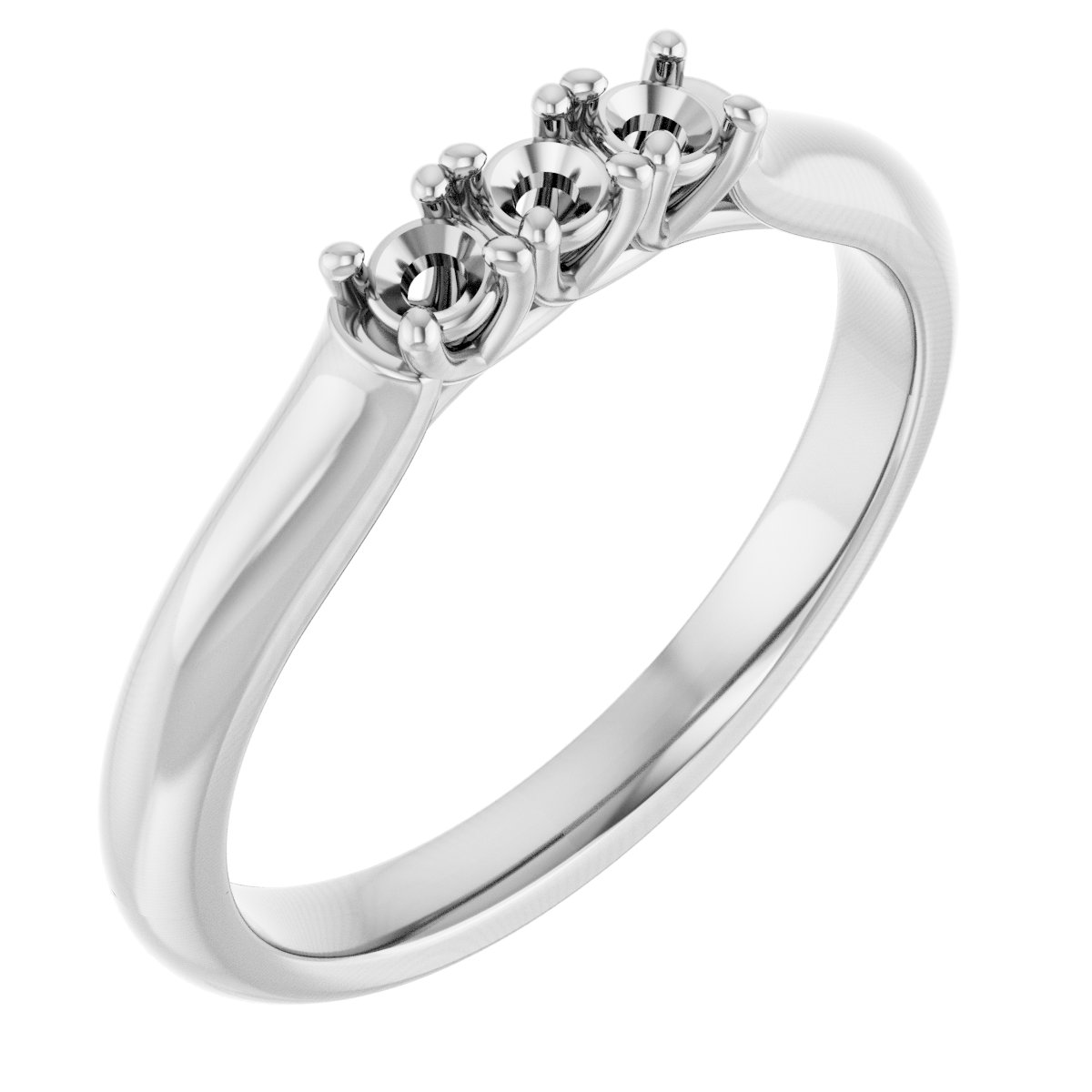 Platinum 2.5 mm Round Three Stone Anniversary Band Mounting Ref 12393479