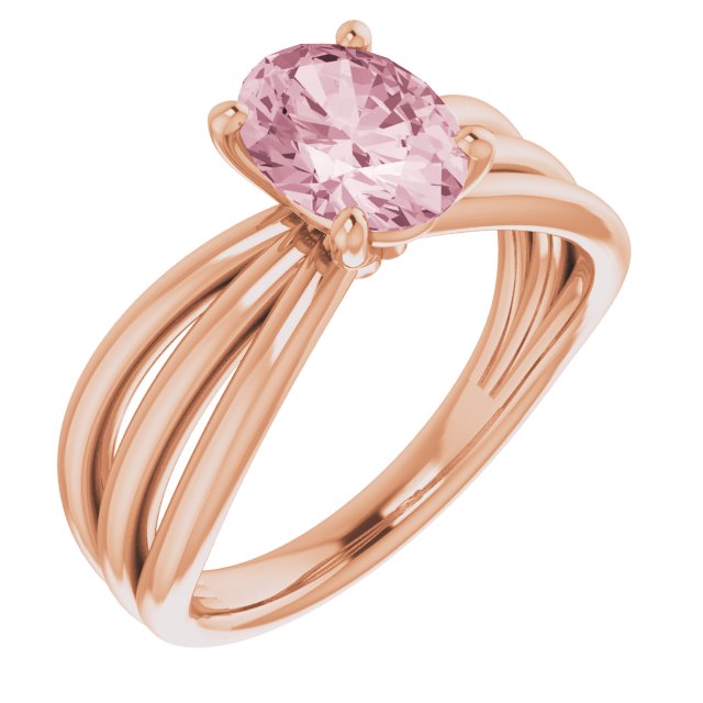 14K Rose Natural Pink Morganite Ring