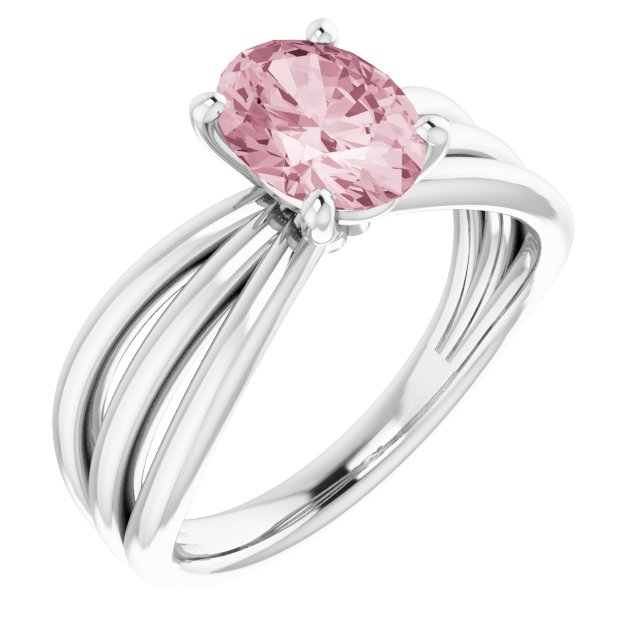14K White Natural Pink Morganite Ring