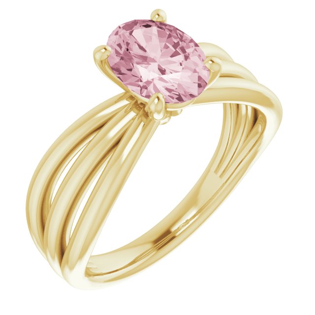 14K Yellow Natural Pink Morganite Ring