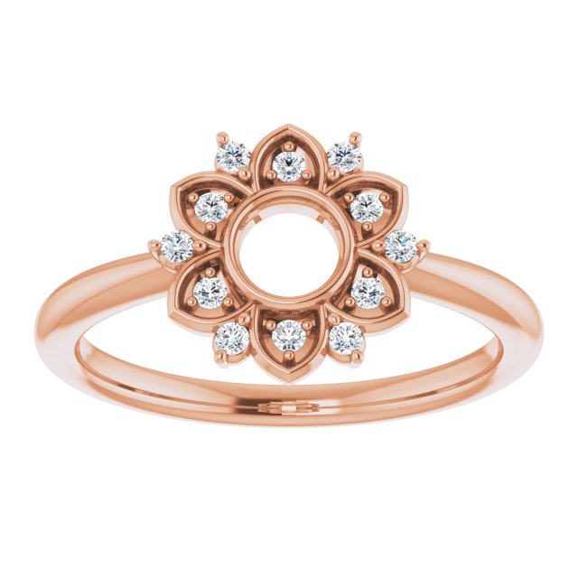 14K Rose 1/10 CTW Diamond Starburst Ring 