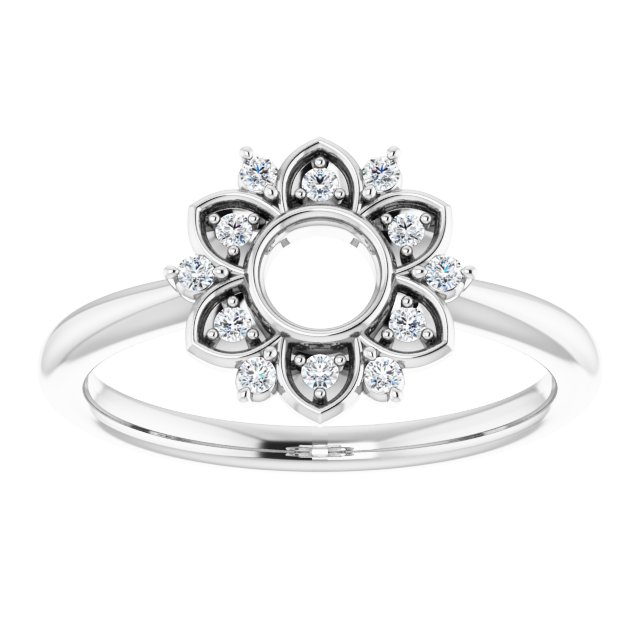 14K White 1/10 CTW Diamond Starburst Ring 