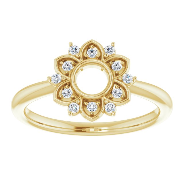 14K Yellow 1/10 CTW Diamond Starburst Ring 