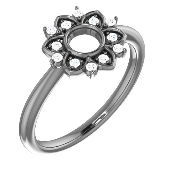 Sterling Silver 1/10 CTW Diamond Starburst Ring 