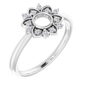 Sterling Silver 1/10 CTW Diamond Starburst Ring 