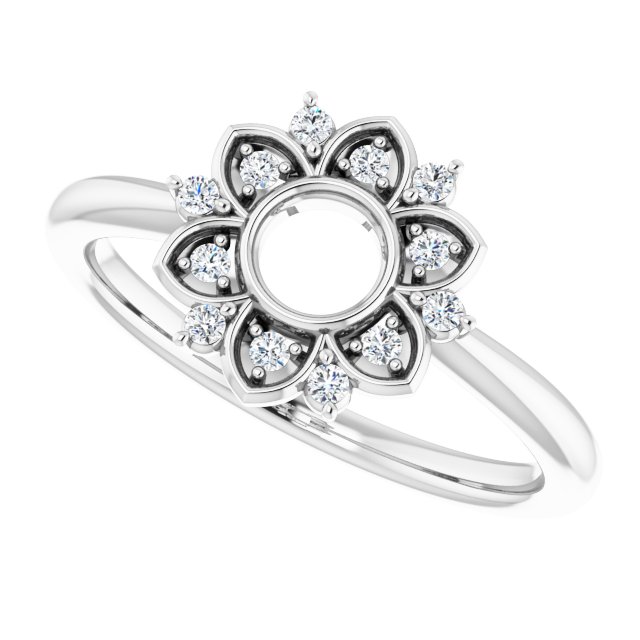 14K White 1/10 CTW Diamond Starburst Ring 
