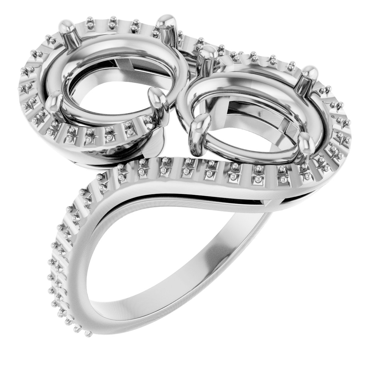 Two-Stone Halo-Style Bypass Engagement Ring