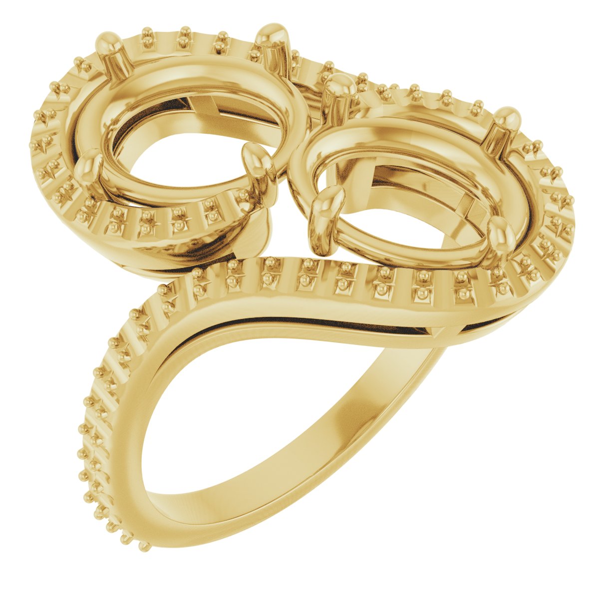 Two-Stone Halo-Style Bypass Engagement Ring