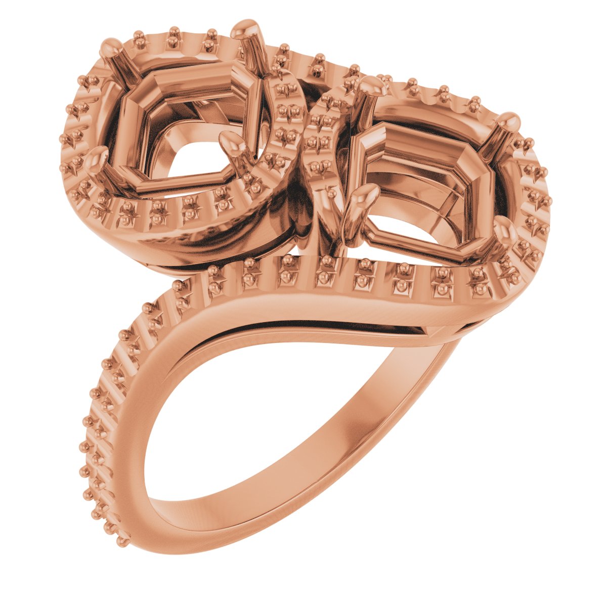 Two-Stone Halo-Style Bypass Engagement Ring
