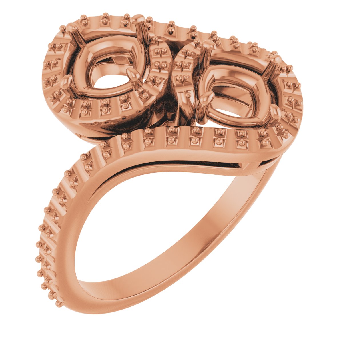 Two-Stone Halo-Style Bypass Engagement Ring