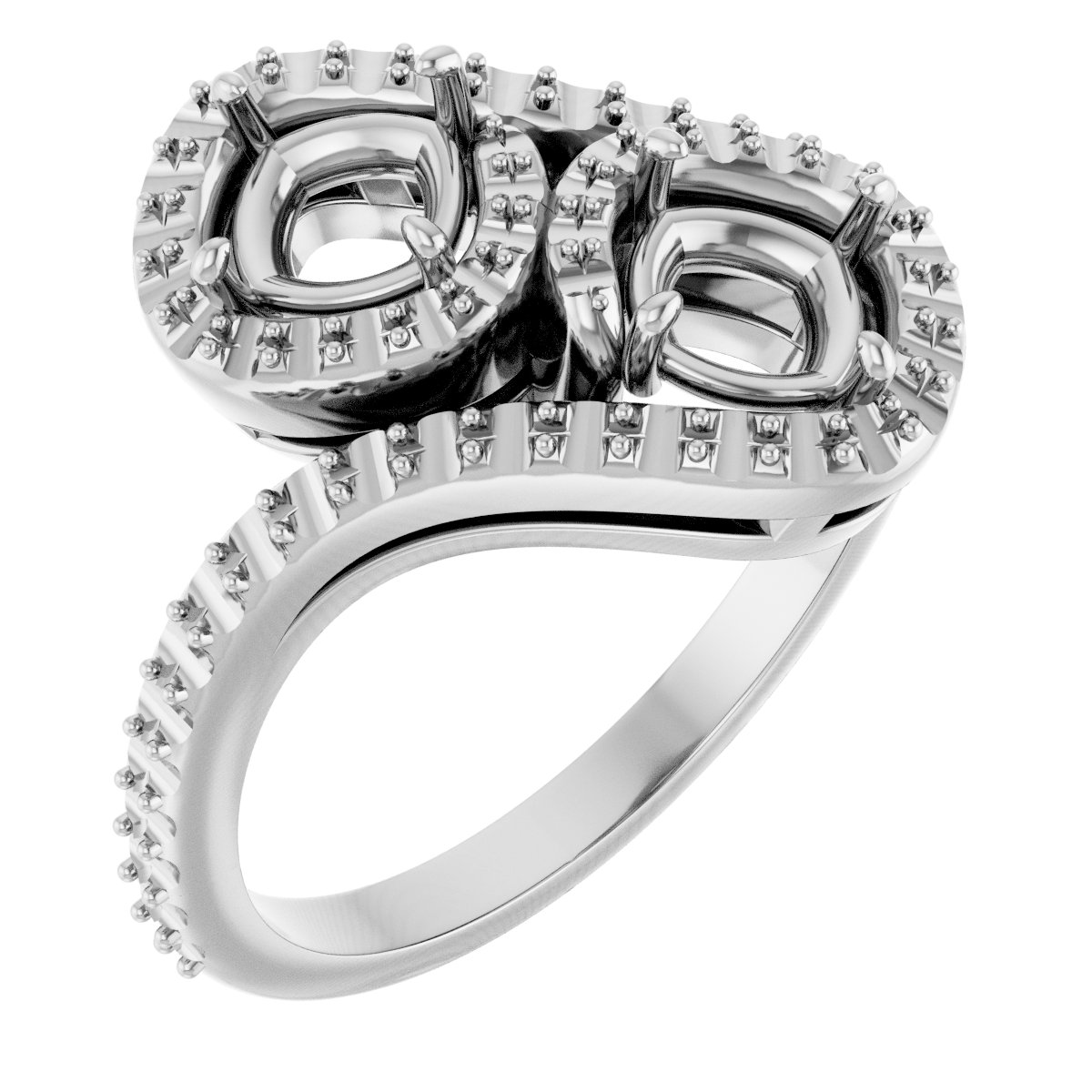 Two-Stone Halo-Style Bypass Engagement Ring