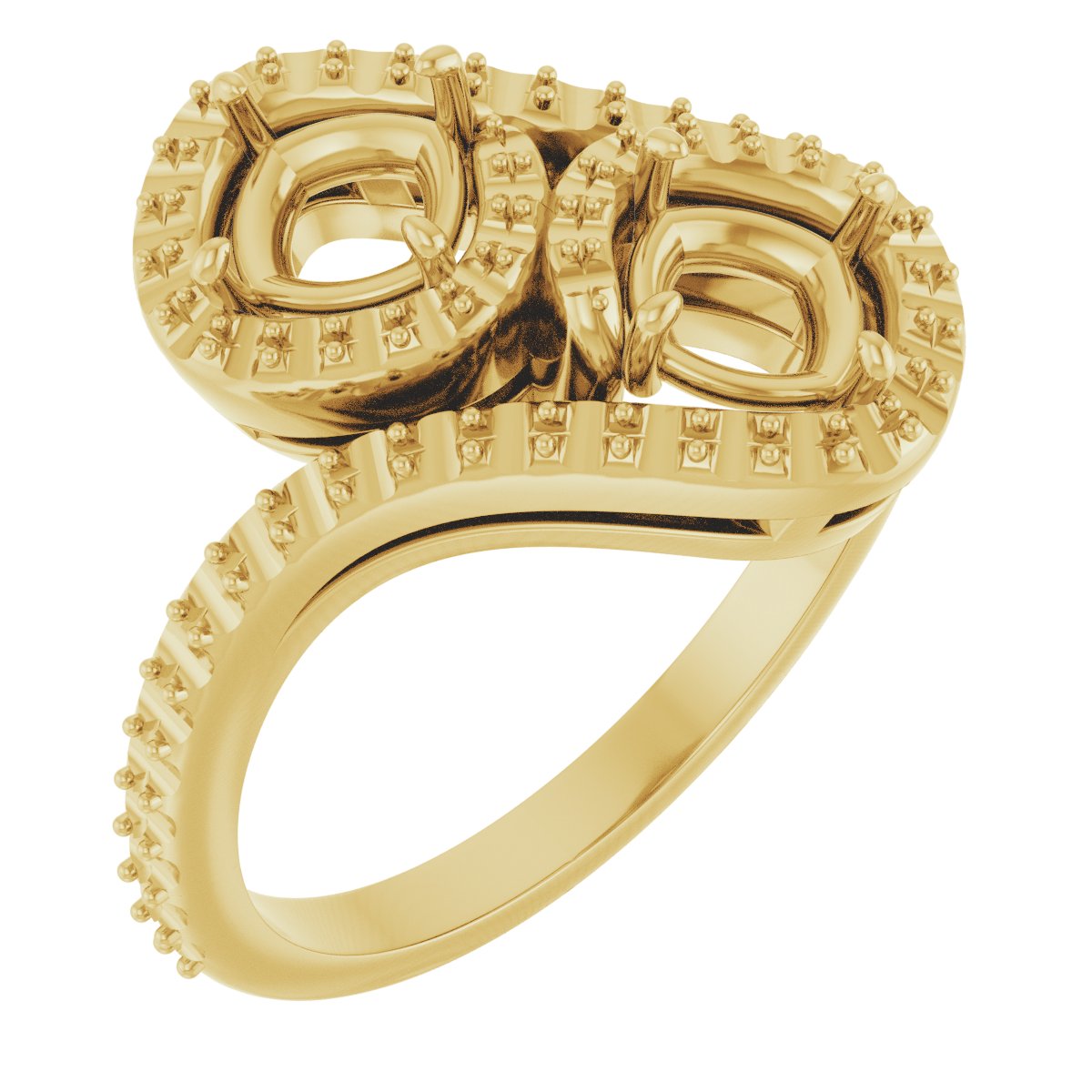 Two-Stone Halo-Style Bypass Engagement Ring