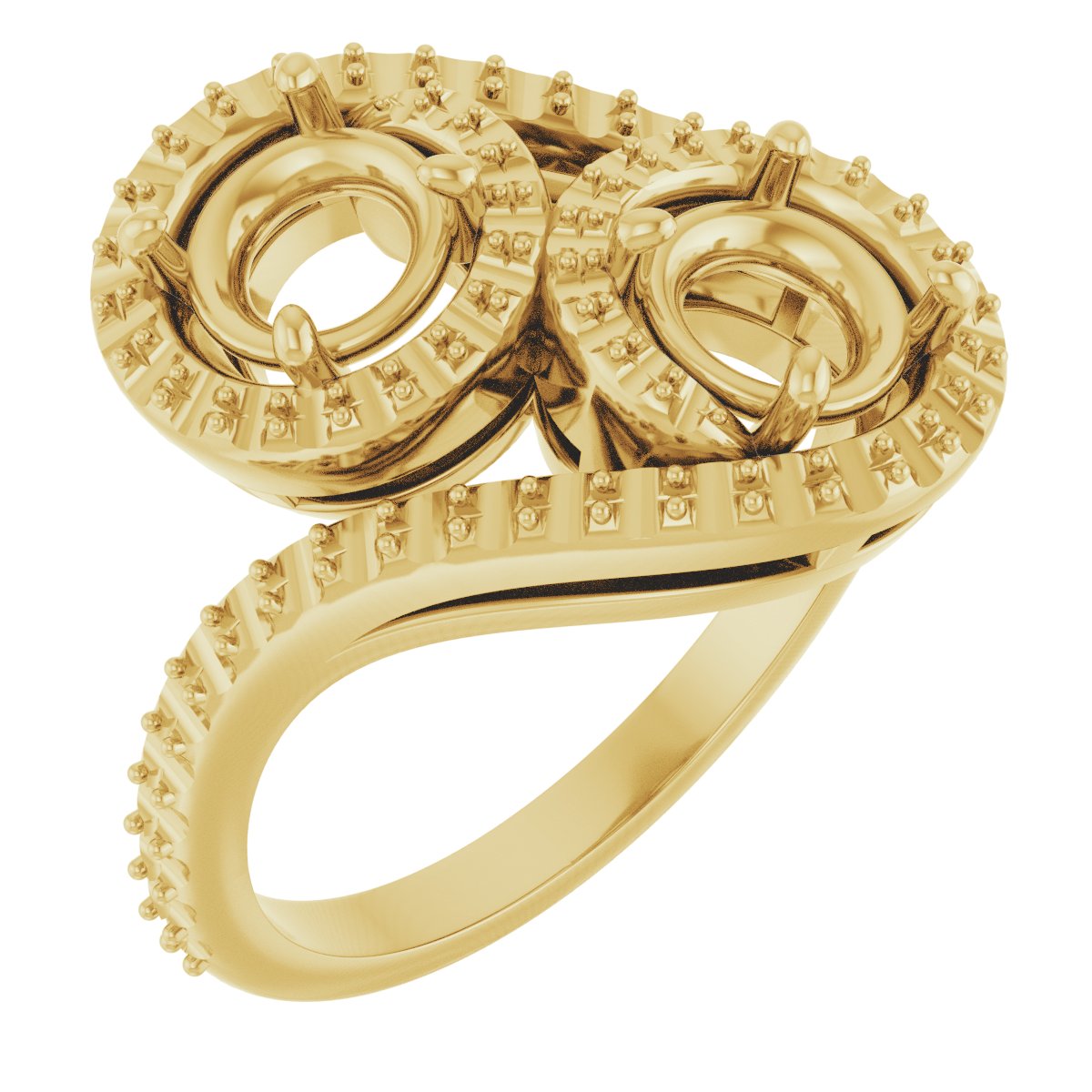 Two-Stone Halo-Style Bypass Engagement Ring