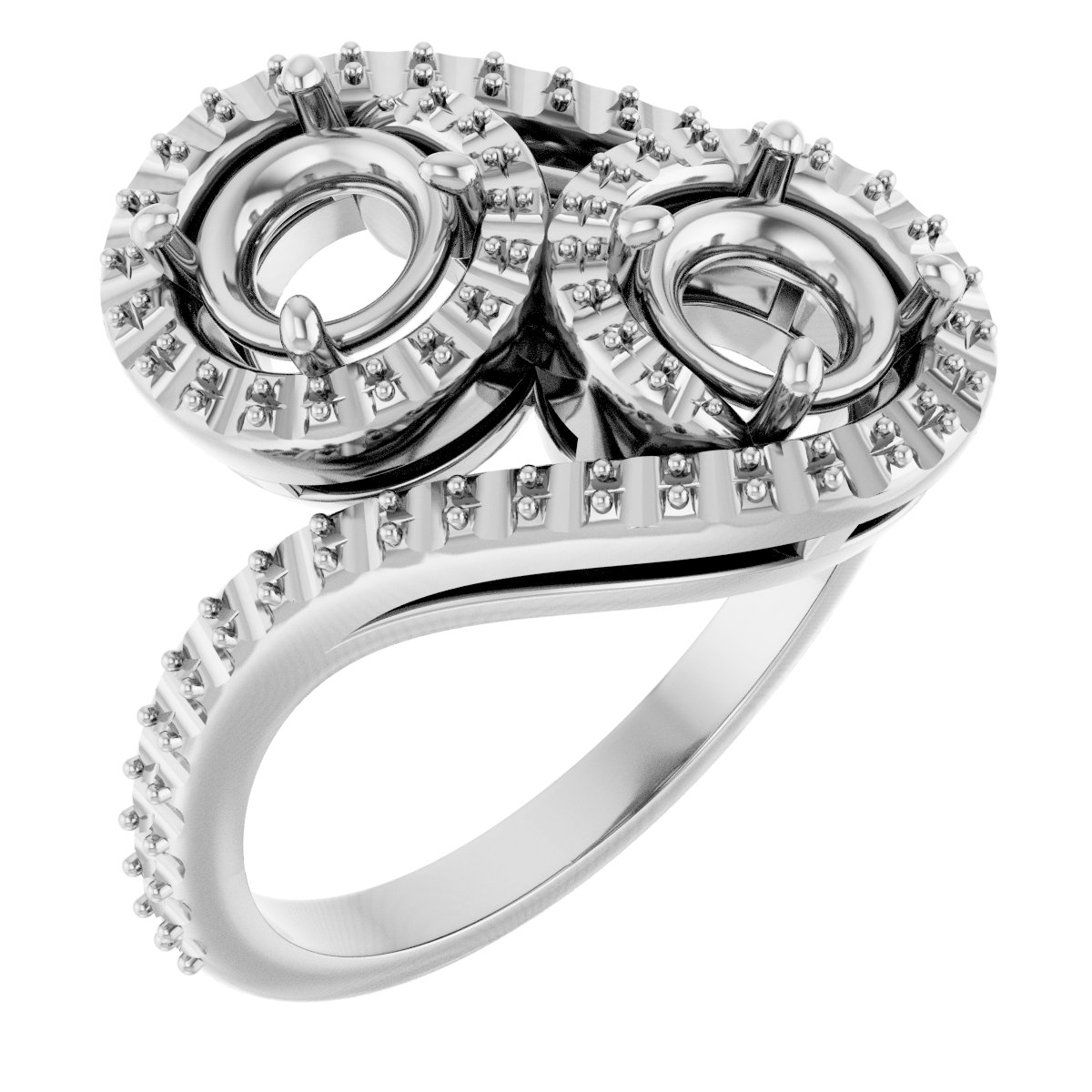 Two-Stone Halo-Style Bypass Engagement Ring