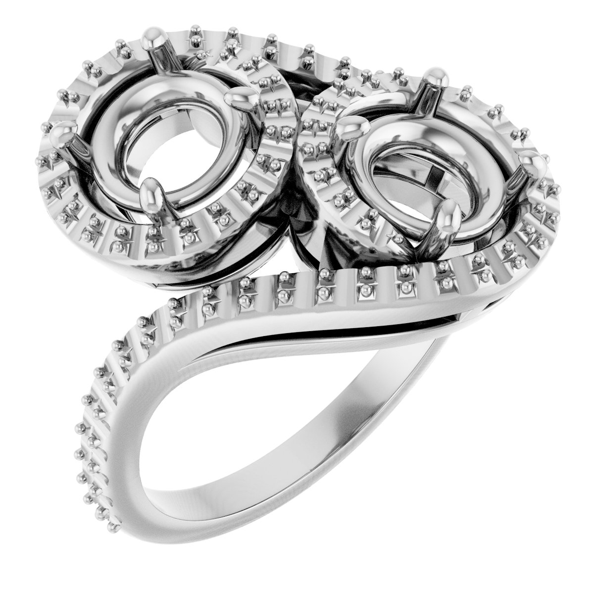 Two-Stone Halo-Style Bypass Engagement Ring