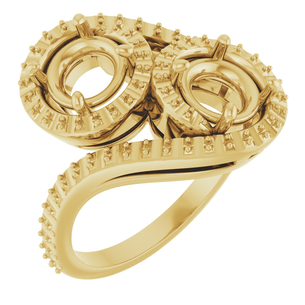 Two-Stone Halo-Style Bypass Engagement Ring