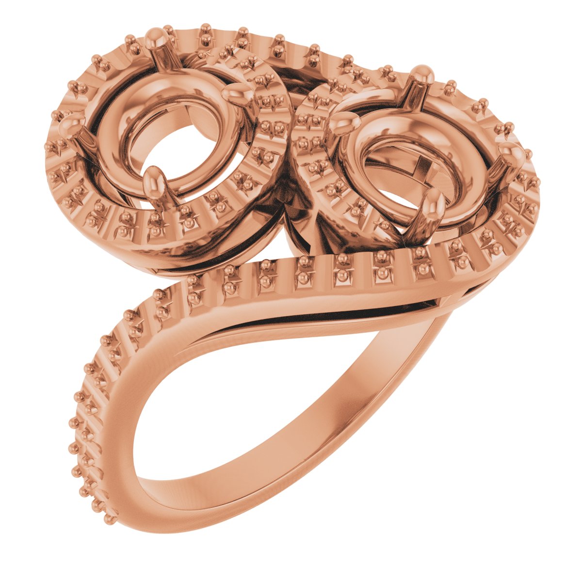 Two-Stone Halo-Style Bypass Engagement Ring