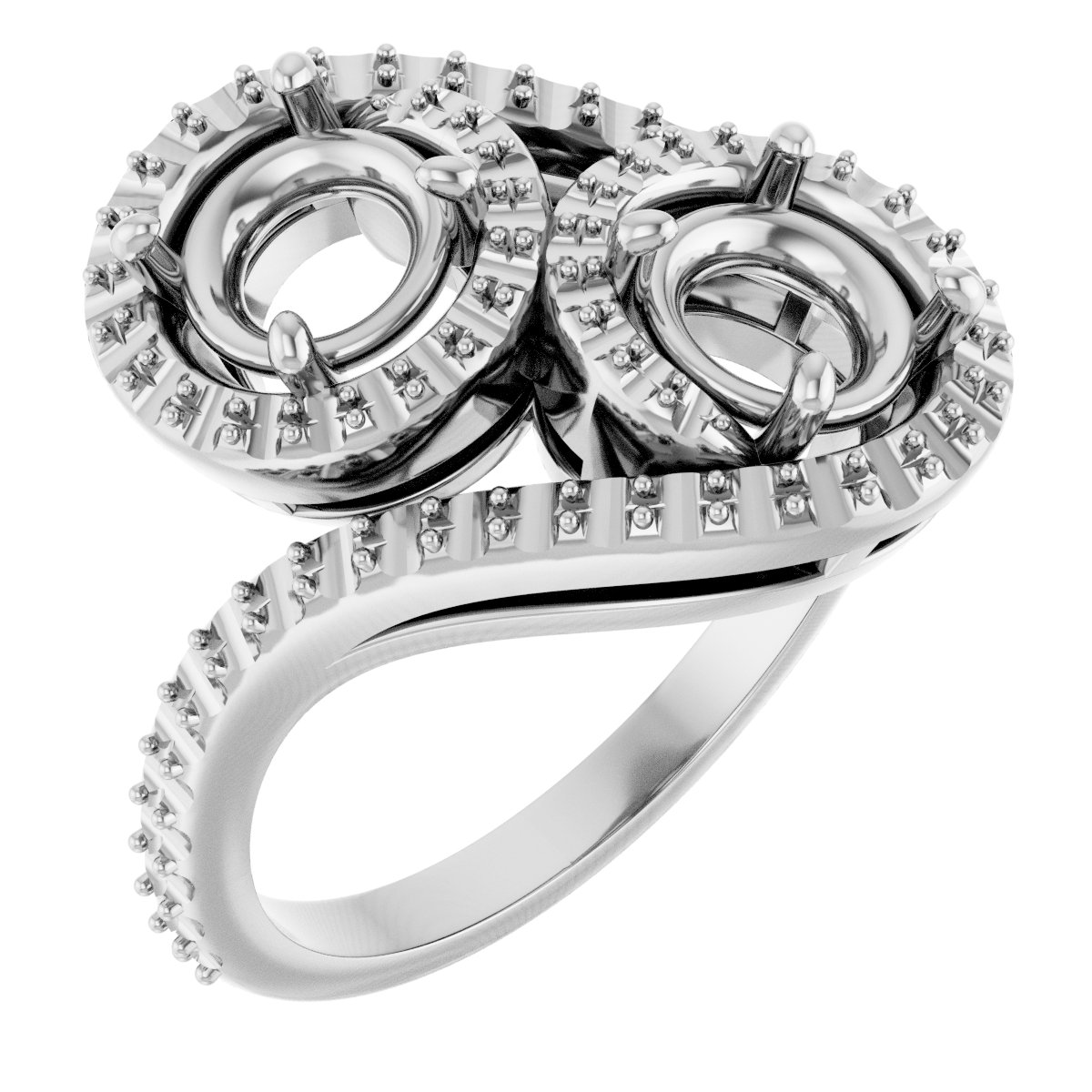 Two-Stone Halo-Style Bypass Engagement Ring