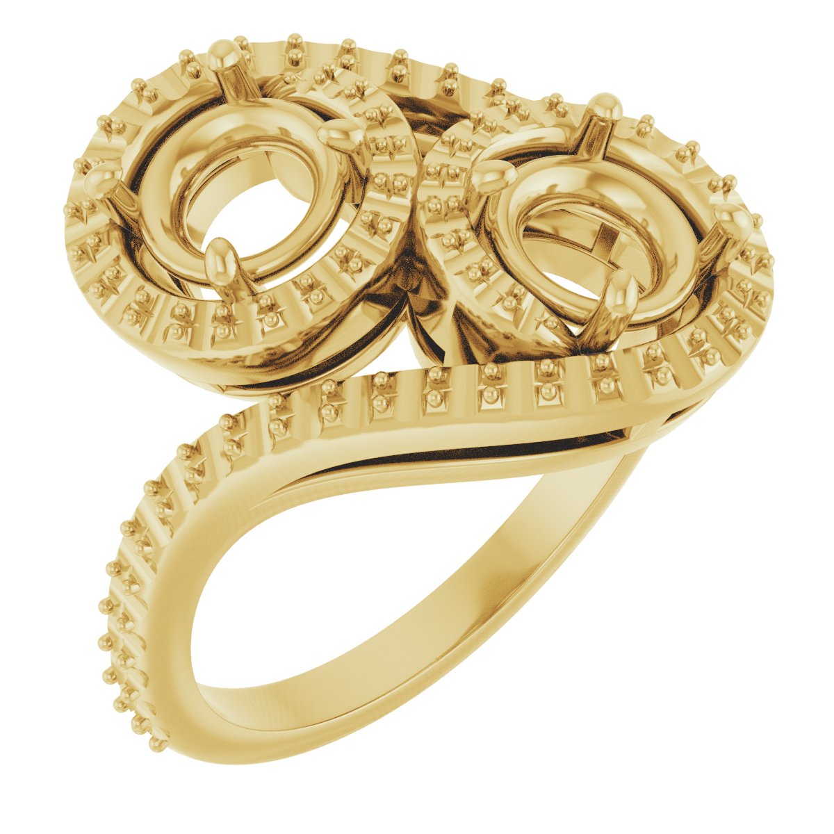 Two-Stone Halo-Style Bypass Engagement Ring