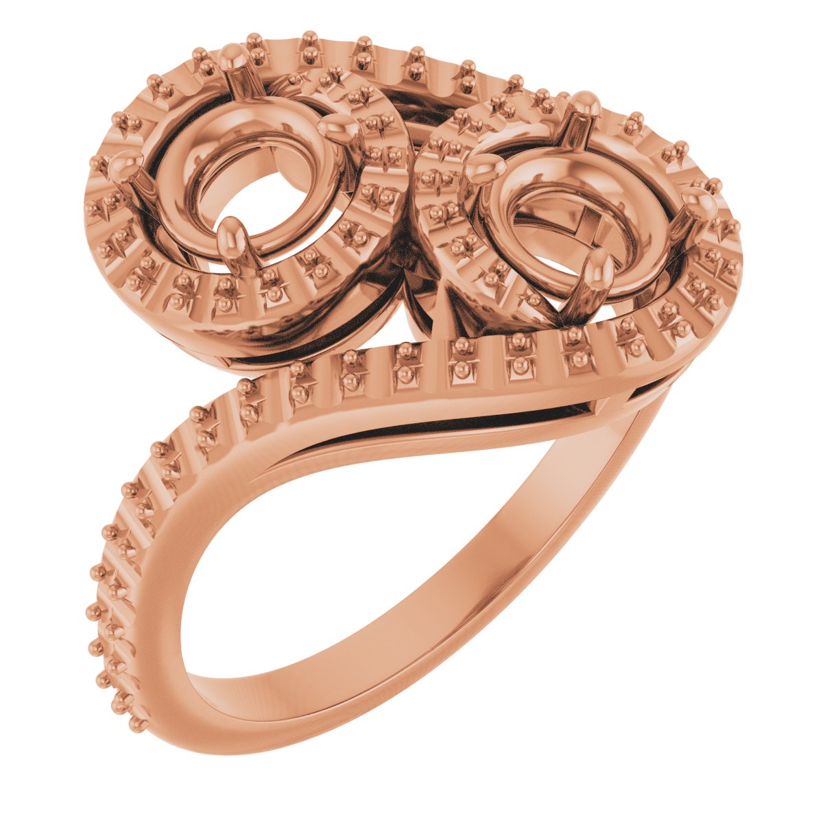 Two-Stone Halo-Style Bypass Engagement Ring