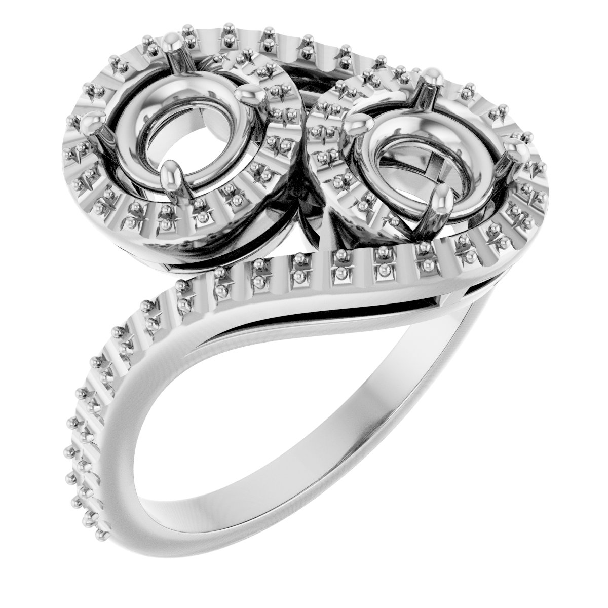 Two-Stone Halo-Style Bypass Engagement Ring
