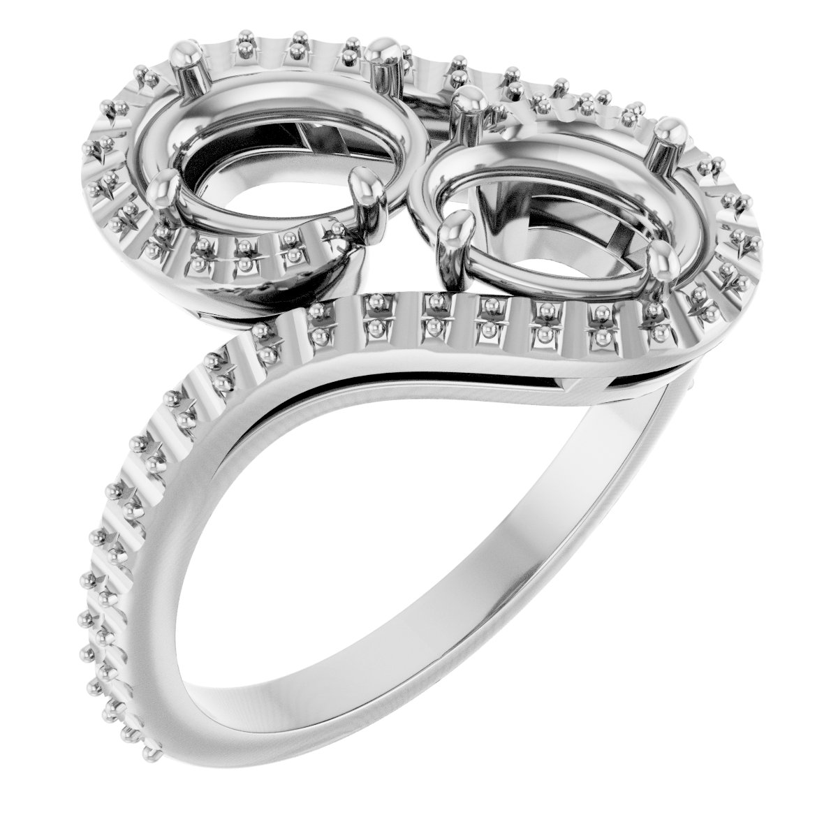 Two-Stone Halo-Style Bypass Engagement Ring