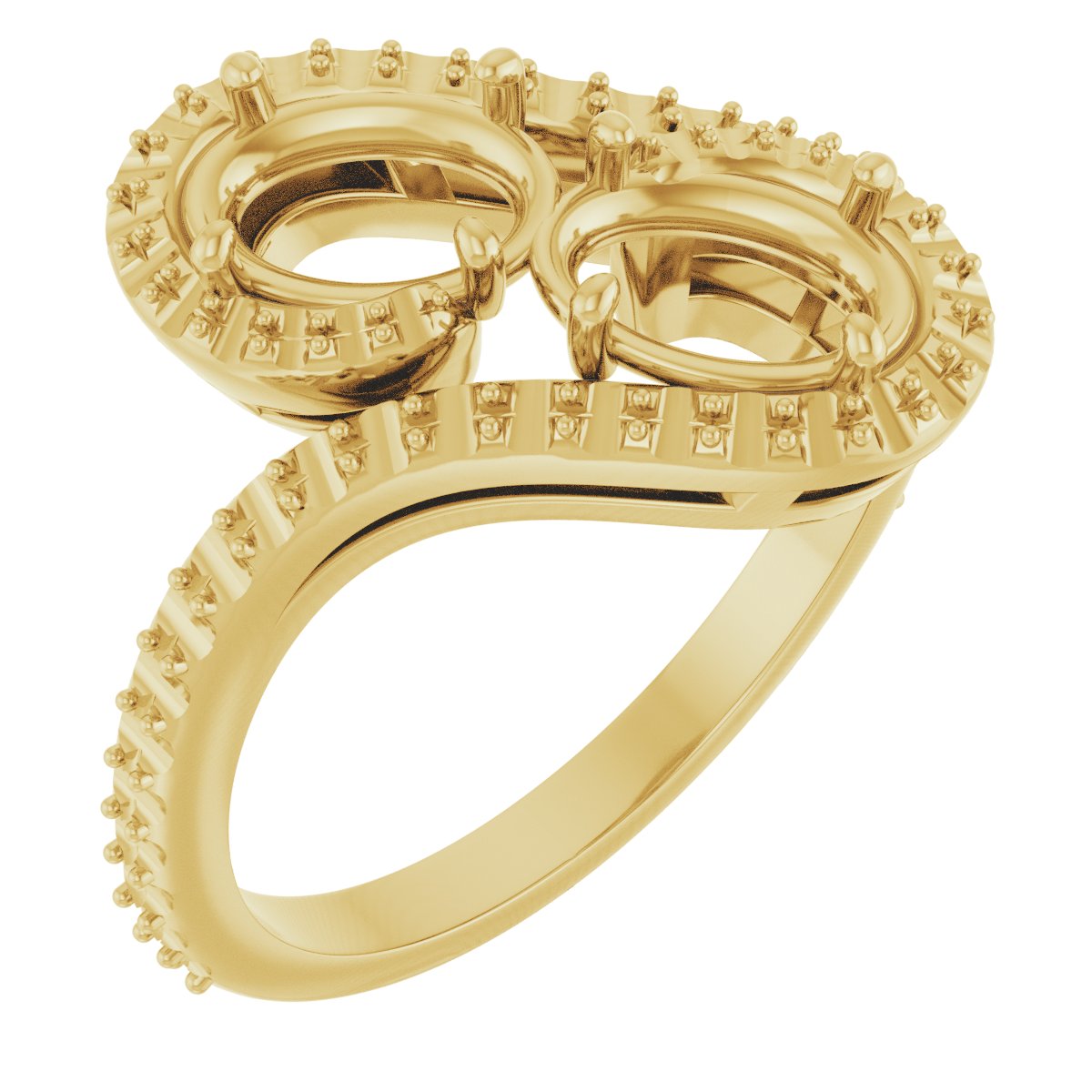 Two-Stone Halo-Style Bypass Engagement Ring