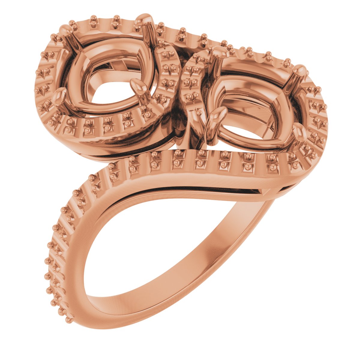 Two-Stone Halo-Style Bypass Engagement Ring