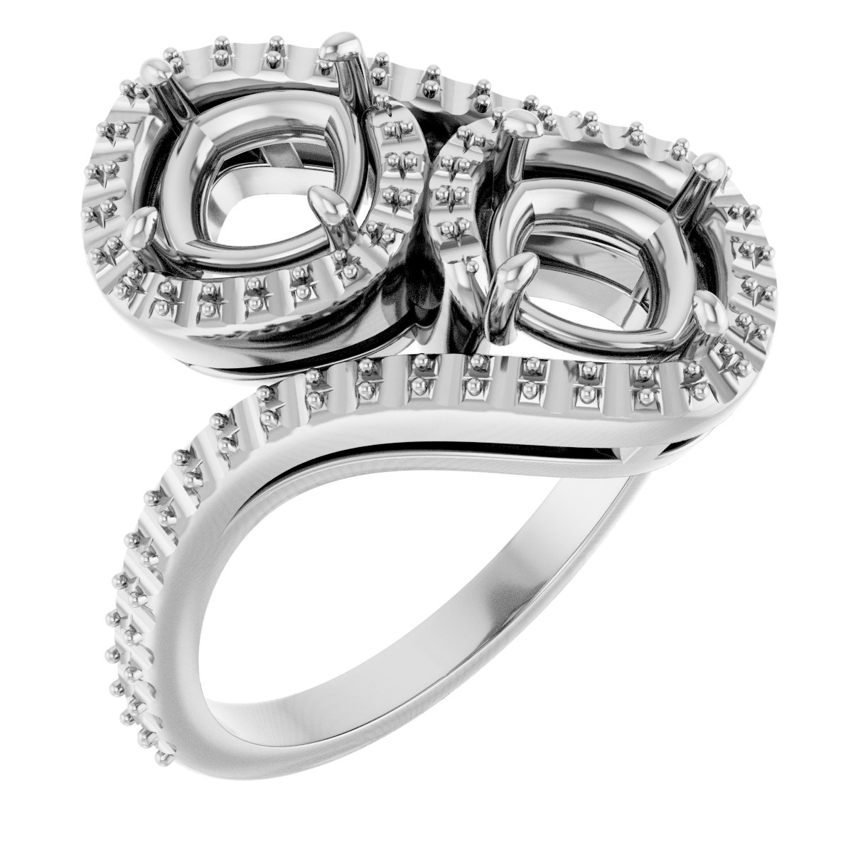 Two-Stone Halo-Style Bypass Engagement Ring