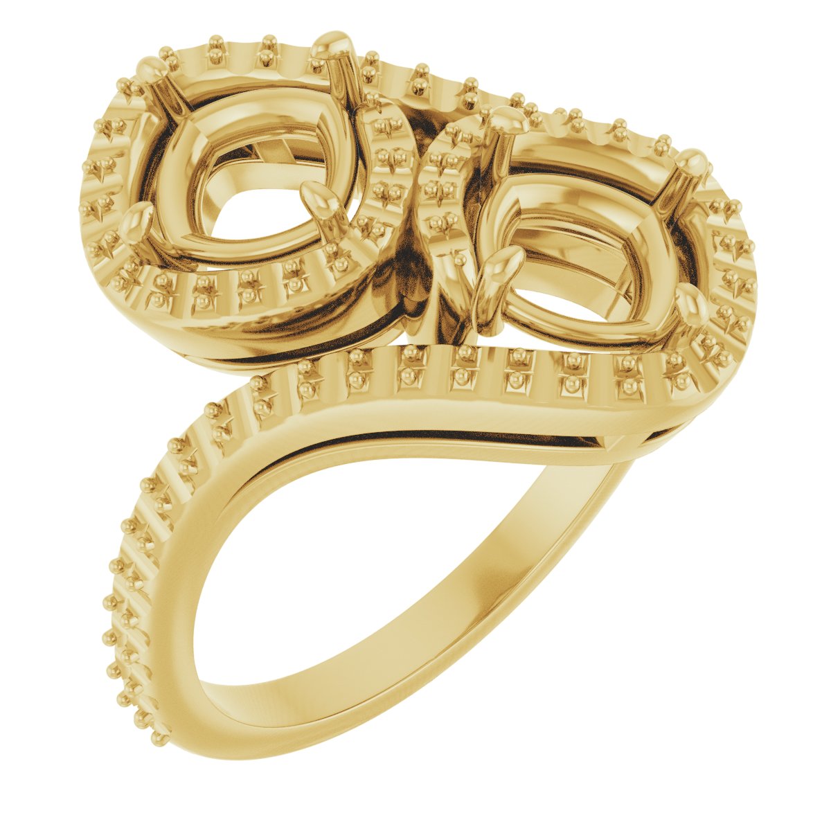 Two-Stone Halo-Style Bypass Engagement Ring