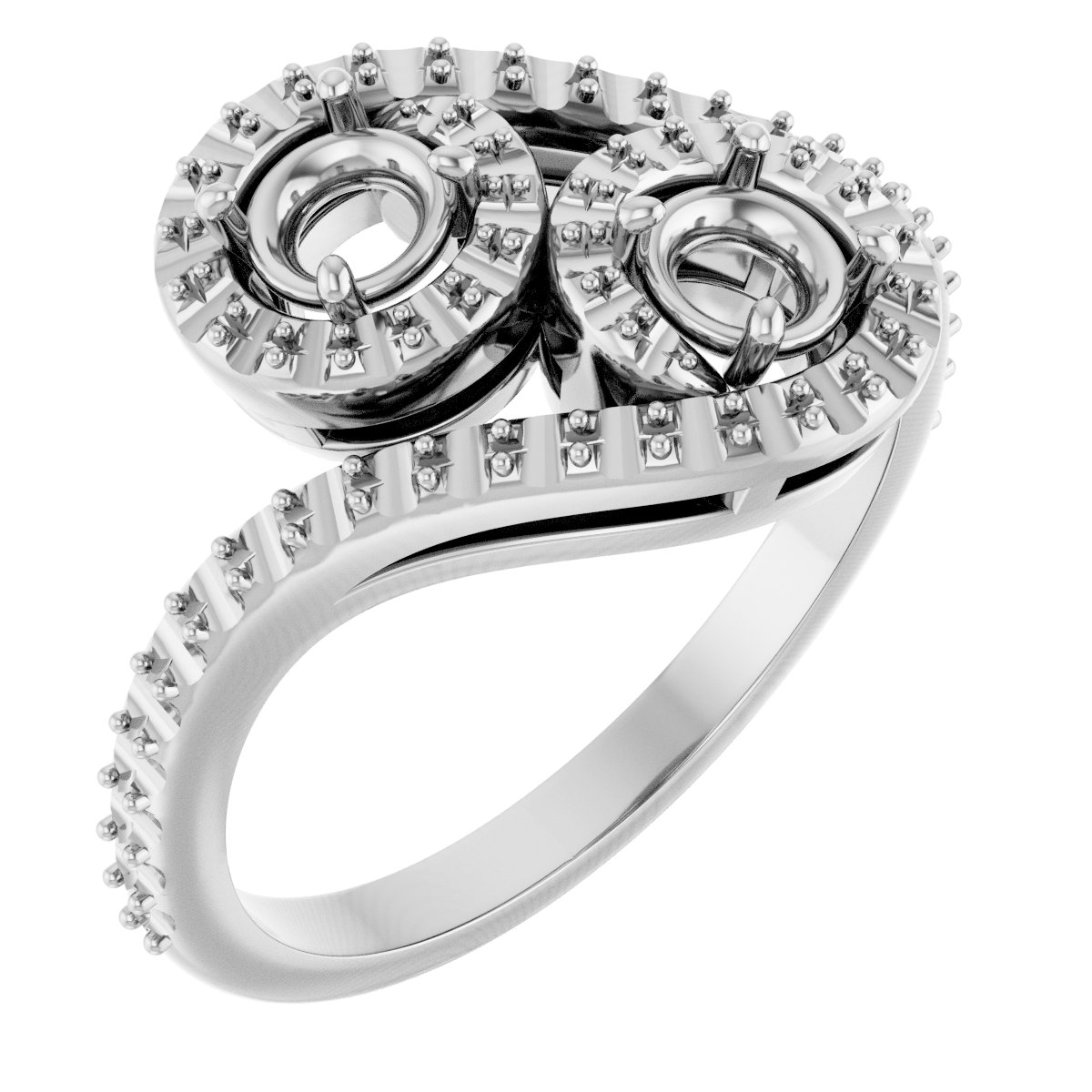 Two-Stone Halo-Style Bypass Engagement Ring
