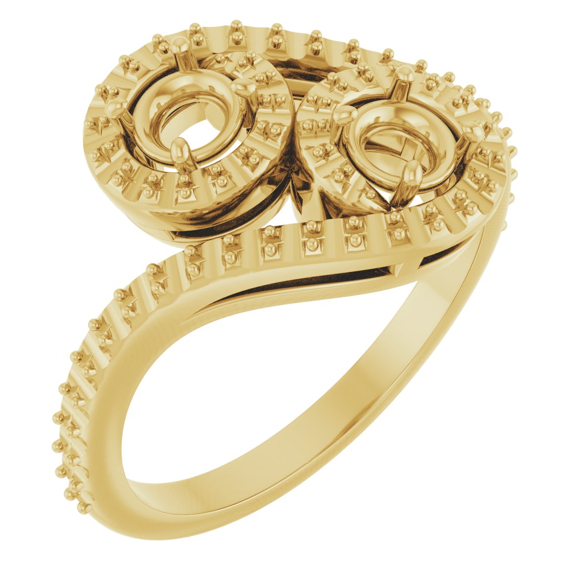 Two-Stone Halo-Style Bypass Engagement Ring