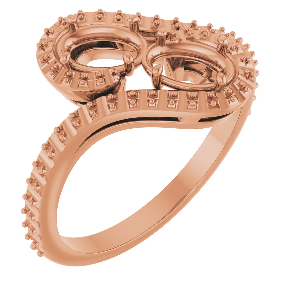 Two-Stone Halo-Style Bypass Engagement Ring